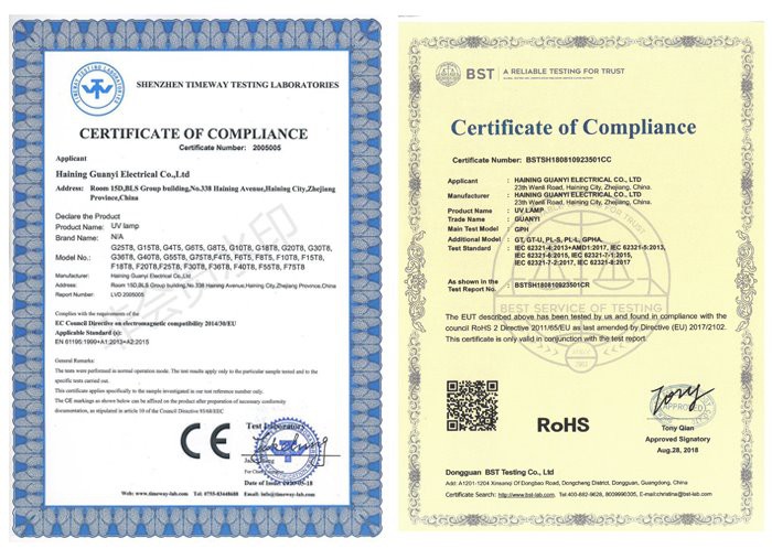 certification of G16T5 Double end 2 pin certification of G16T5 Double end 2 pin